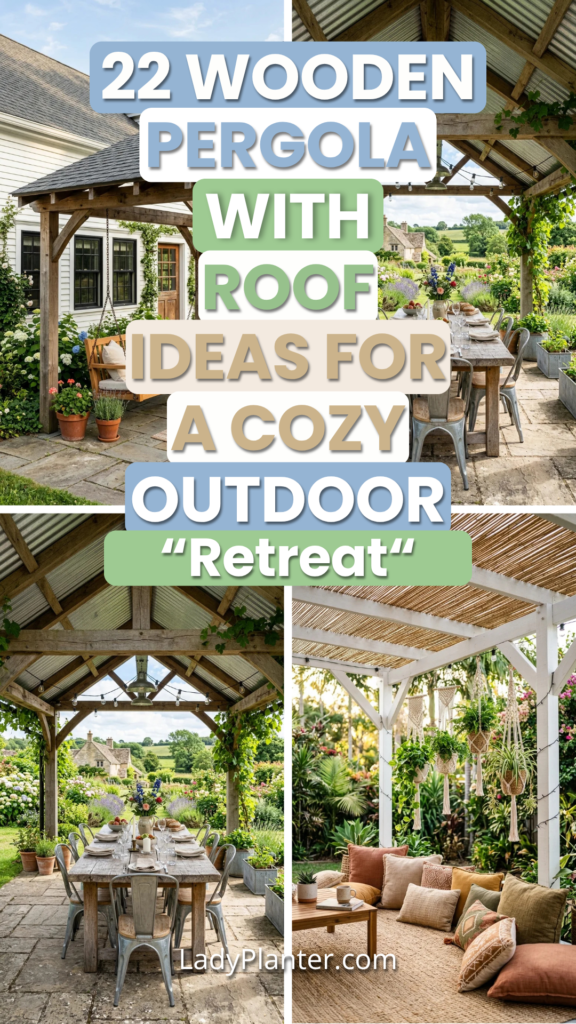 22 Wooden Pergola With Roof Ideas for a Cozy Outdoor Retreat