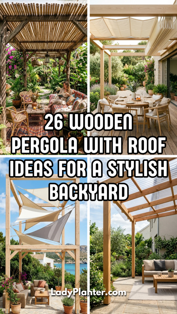 26 Wooden Pergola With Roof Ideas for a Stylish Backyard